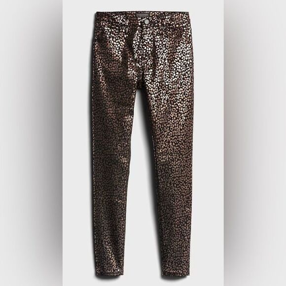 Banana Republic Mid Rise Stretch Metallic Skinny Ankle Jeans Rose Gold L… - Picture 1 of 9